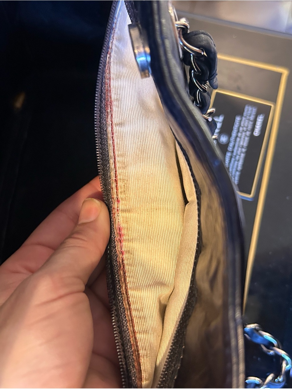 CHANEL Black Quilted Leather Shoulder Tote with Silver Chain - Picture 7 of 16